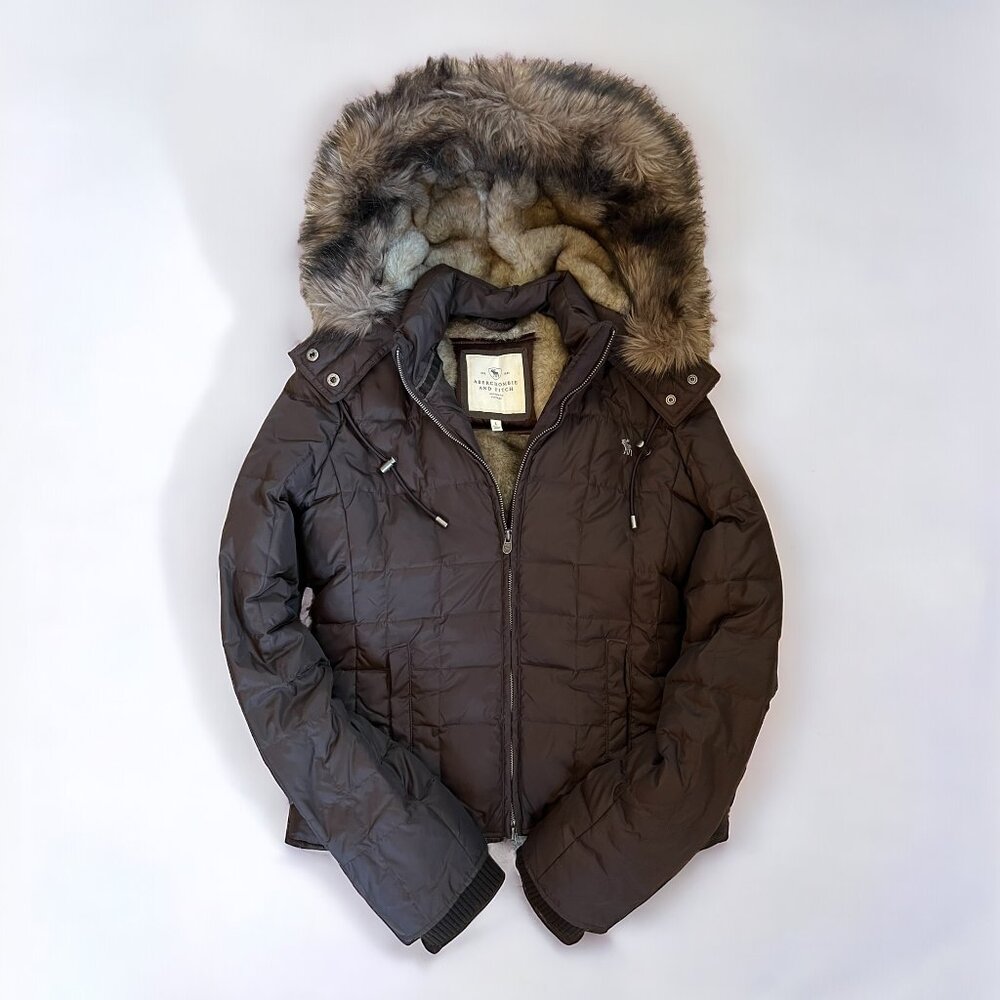 Abercrombie Faux Fur Lined Quilted Hooded Jacket